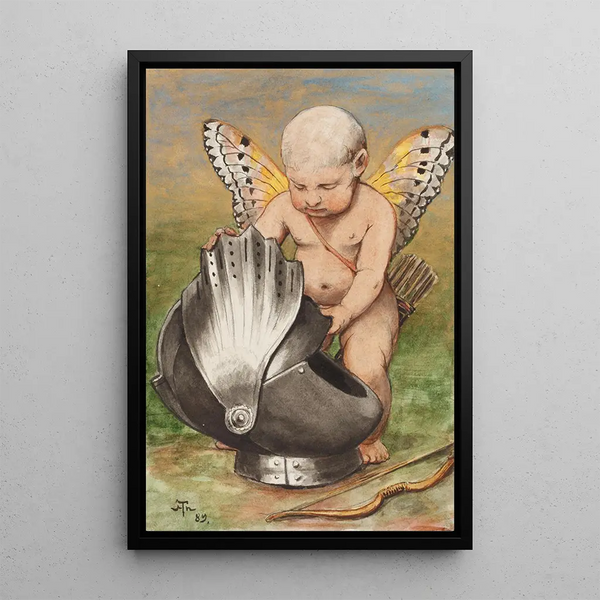 Chérubin con casco - Hans Thoma — quadro incorniciato alla parete