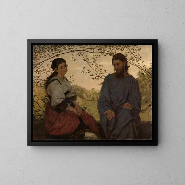 Il Cristo e la Samaritana - Hans Thoma — quadro incorniciato alla parete