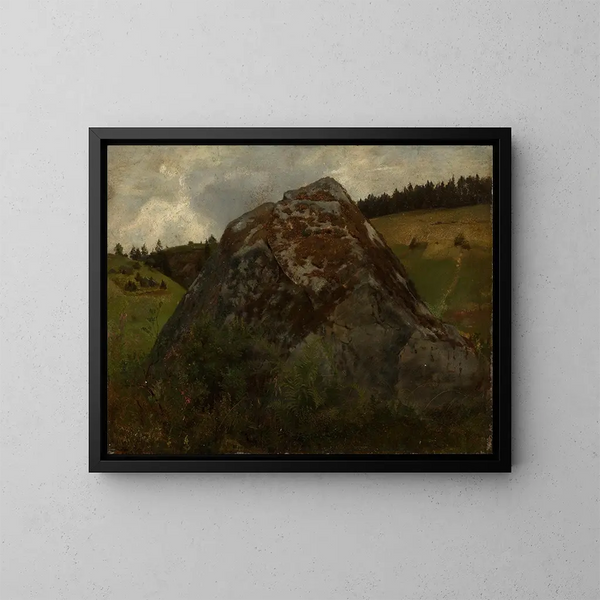 Bloc di pietra in una valle di prateria - Hans Thoma — quadro incorniciato alla parete