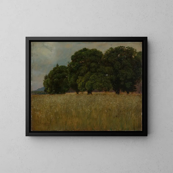 Campo di mais con foglie di quercia - Hans Thoma — quadro incorniciato alla parete