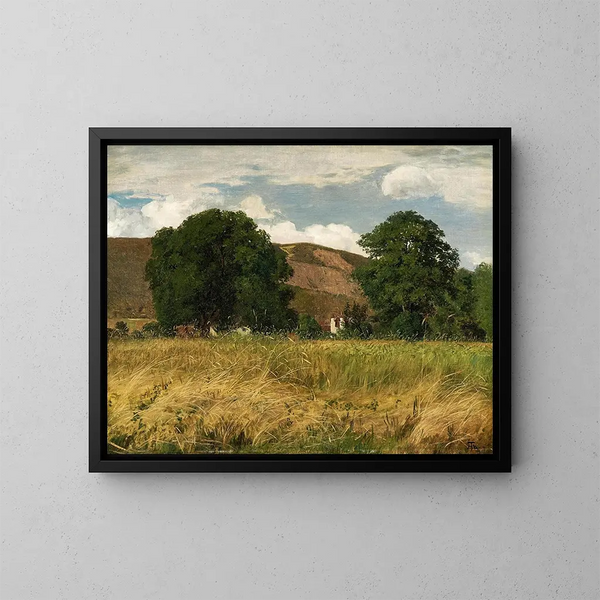 Prairie con due grandi alberi - Hans Thoma — quadro incorniciato alla parete