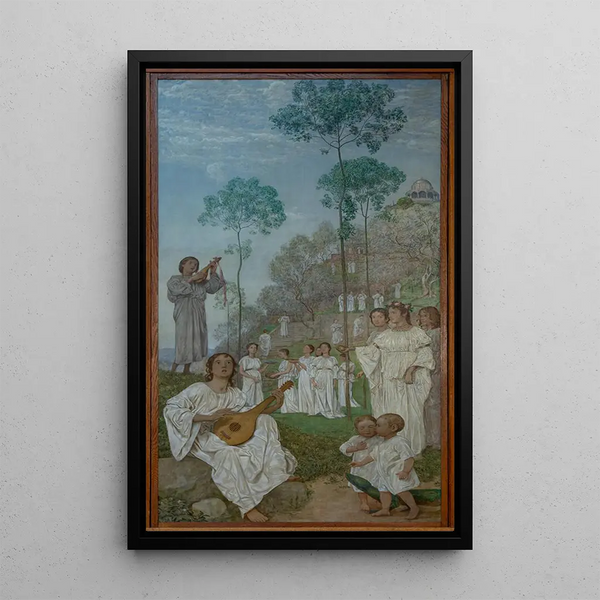 Triptyque di Pasqua Campi dei Beati Il Paradiso - Hans Thoma — quadro incorniciato alla parete
