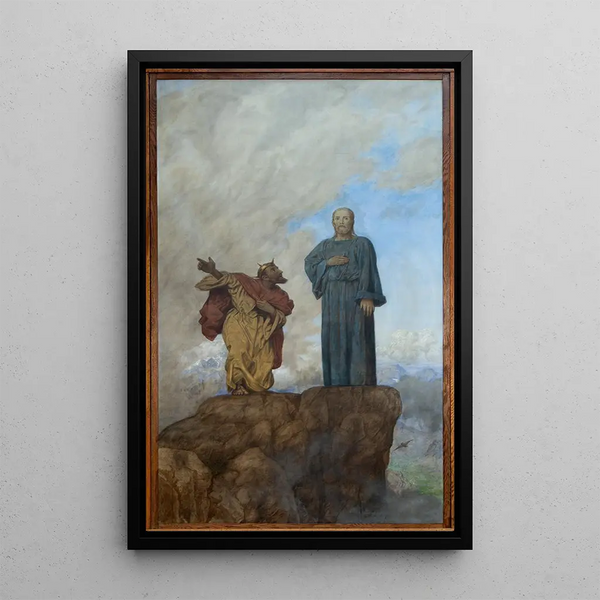 La Tentazione di Cristo - Hans Thoma — quadro incorniciato alla parete