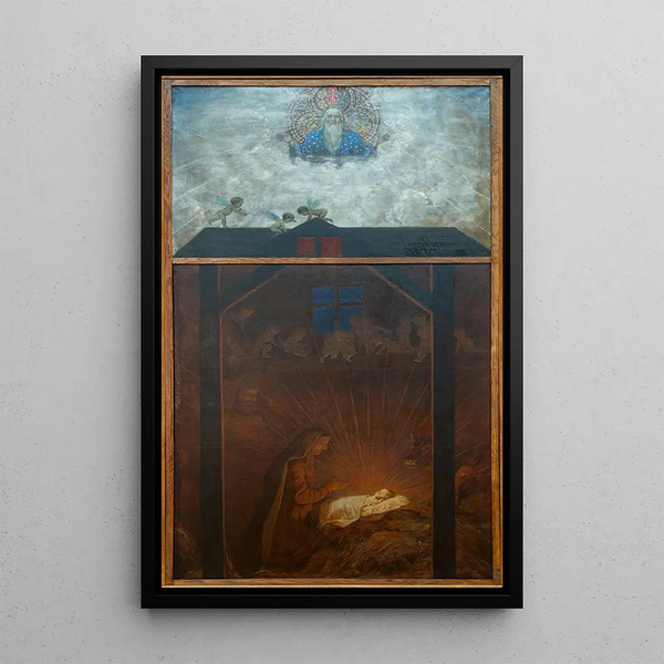 Triptyque di Natale Adorazione del Bambino - Hans Thoma — quadro incorniciato alla parete