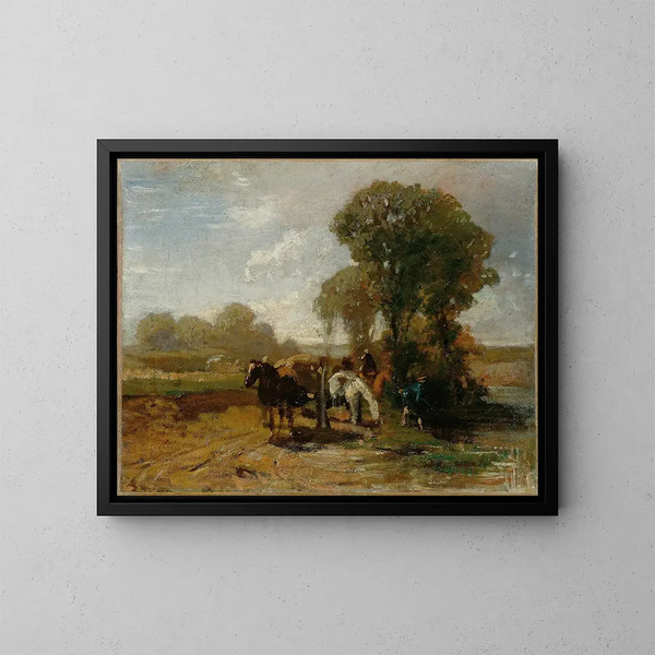 Fermata alla abbeveratoio - Hans von Marées — quadro incorniciato alla parete