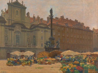 Hans Wilt - Am Hof Kirche Kriegsministerium und Mariensule mit Blumenmarkt.webp