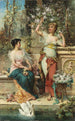 Due signore in un parco - Hans Zatzka — quadro incorniciato alla parete