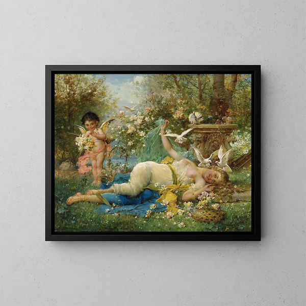 Venere e Cupido - Hans Zatzka — quadro incorniciato alla parete