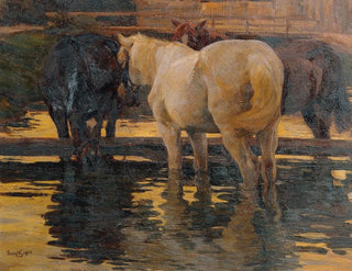 Cavalli nella pozzanghera - Hans von Hayek — vista dell’opera