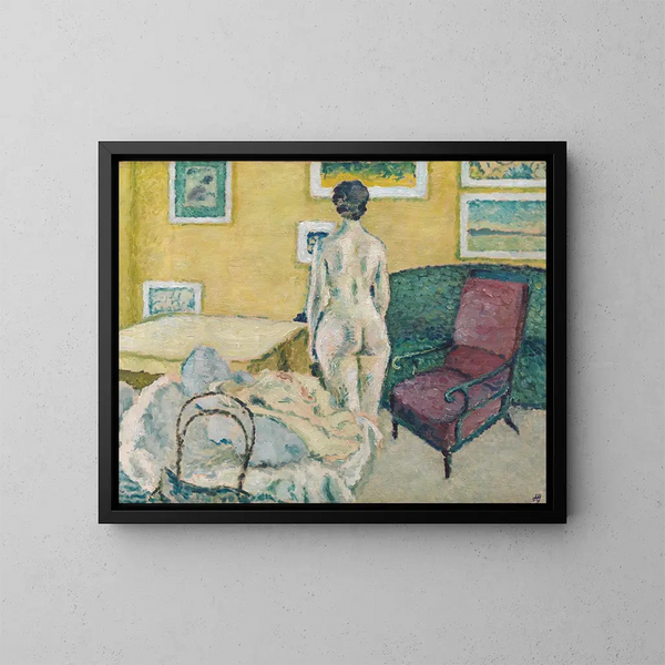 Interno con nudo in piedi - Harald Giersing — quadro incorniciato alla parete