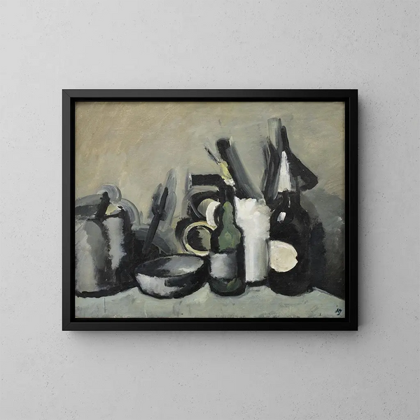 Nature morte con bottiglia - Harald Giersing — quadro incorniciato alla parete