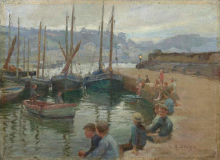 Harold Charles Francis Harvey - Boys on the harbour wall Penzance.webp