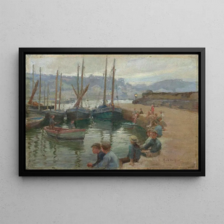 Harold Charles Francis Harvey - Boys on the harbour wall Penzance.webp