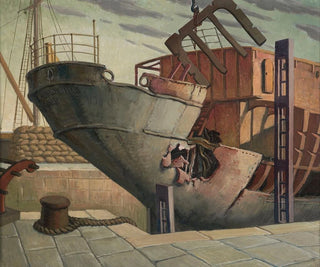 Harry Morley - The British Chancellor in dry dock Falmouth Oct 1940.webp