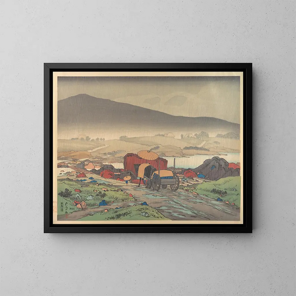Pioggia a Yabakei - Hashiguchi Goyō — quadro incorniciato alla parete