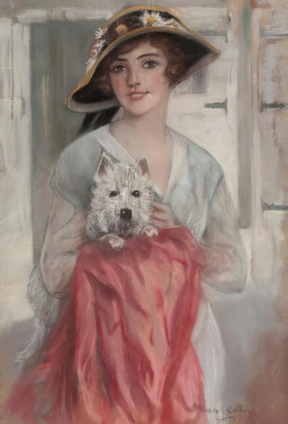 Haskell Coffin - Posing with Her Terrier.webp
