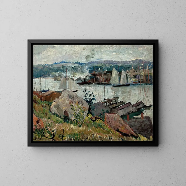 Porto di Gloucester, Massachusetts - Hayley Lever — quadro incorniciato alla parete