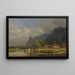 Il lago di Kochel con le case di Schlehdorf - Heinrich Bürkel — quadro incorniciato alla parete