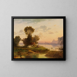 Paesaggio Arcadico - Heinrich Dreber — quadro incorniciato alla parete