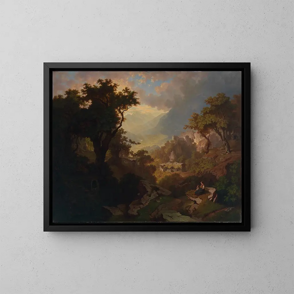 Paesaggio vicino a Merano con vista sul castello di Tirol - Heinrich Heinlein — quadro incorniciato alla parete