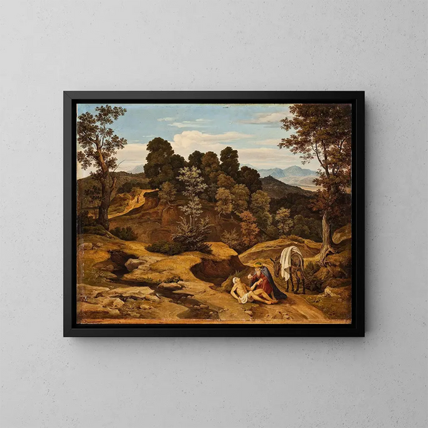 Paesaggio con il Buon Samaritano - Heinrich Reinhold — quadro incorniciato alla parete