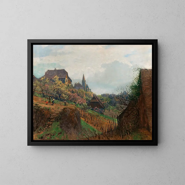 Vista di Weienkirchen da un vigneto nella regione di Wachau - Heinrich Tomec — quadro incorniciato alla parete