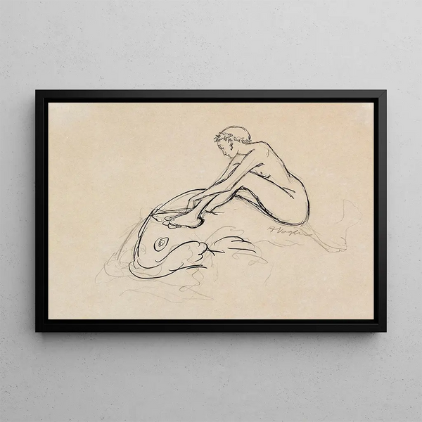 Heinrich Vogeler - Meerjungfrau auf Fisch reitend.webp
