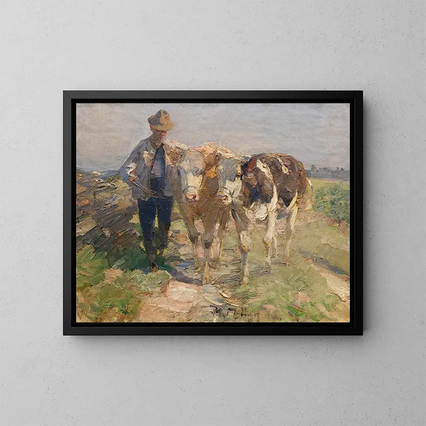 Contadino con Khen - Heinrich von Zügel — quadro incorniciato alla parete