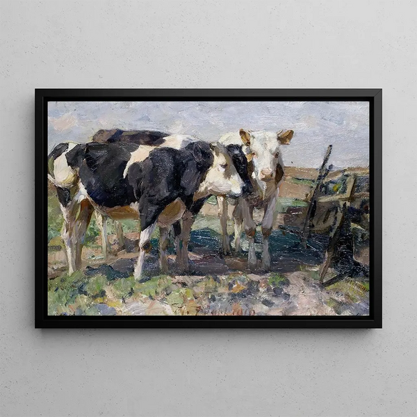 Vaches dans un champ - Heinrich von Zügel — quadro incorniciato alla parete