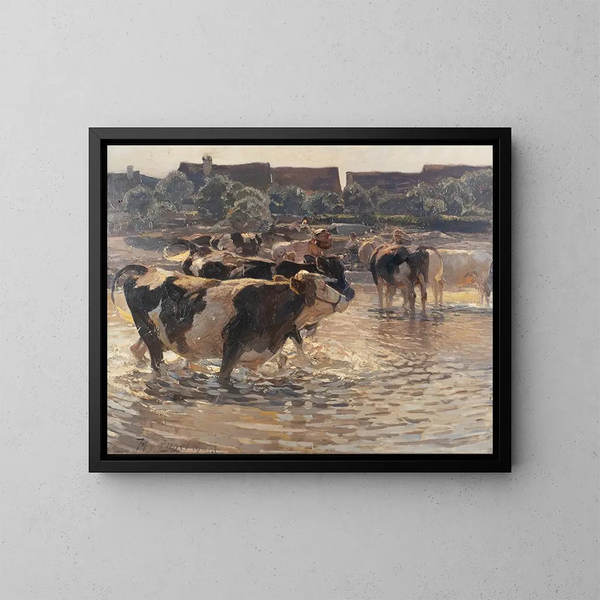 Gloutonnerie del sera vicino a Woerth - Heinrich von Zügel — quadro incorniciato alla parete