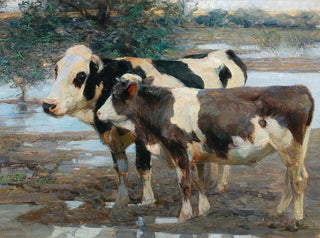 Heinrich Von Zgel - Two Cows By The Water.webp