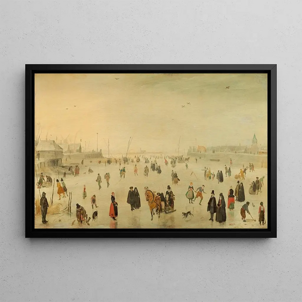Una scena sul ghiaccio - Hendrick Avercamp — quadro incorniciato alla parete