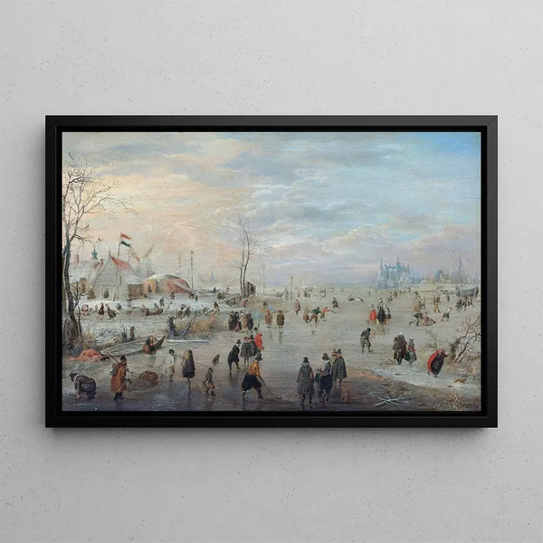 su ghiaccio - Hendrick Avercamp — quadro incorniciato alla parete