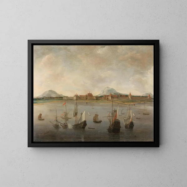 Vista di Batavia - Hendrick Jacobsz Dubbels — quadro incorniciato alla parete
