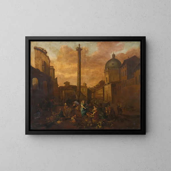 Vista di Amsterdam di un mercato romano - Hendrick Mommers — quadro incorniciato alla parete