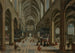 Interno della cattedrale di Anversa con figure che assistono a una messa - Hendrick van Steenwijk il Vecchio — vista dell’opera