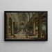 Interno della cattedrale di Anversa con figure che assistono a una messa - Hendrick van Steenwijk il Vecchio — quadro incorniciato alla parete