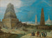 Nimrod che sorveglia la costruzione della Torre di Babele - Hendrick van Cleve III — vista dell’opera