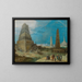 Nimrod che sorveglia la costruzione della Torre di Babele - Hendrick van Cleve III — quadro incorniciato alla parete
