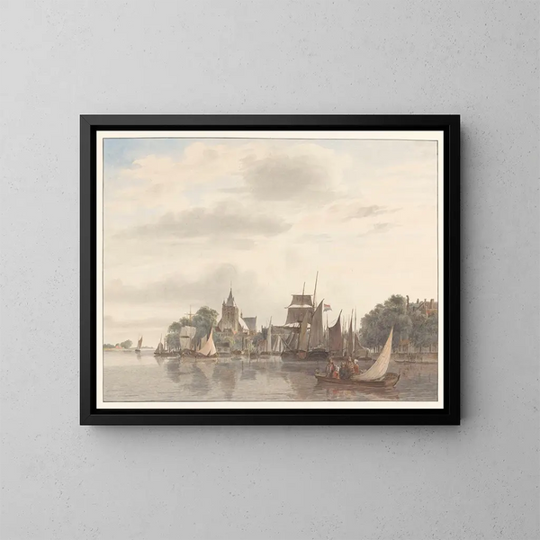 Città sul bordo dell'acqua - Hendrik Abraham Klinkhamer — quadro incorniciato alla parete