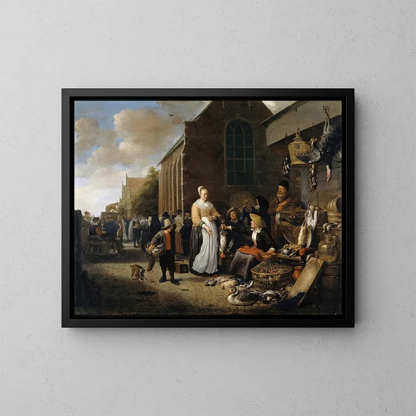 Mercato delle pollame a Rotterdam - Hendrik Martensz Sorgh — quadro incorniciato alla parete