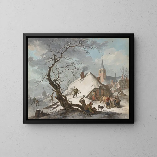 Una scena invernale - Hendrik Meyer — quadro incorniciato alla parete