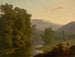 Un paesaggio con figure vicino a un fiume e montagne in lontananza - Hendrik Voogd — vista dell’opera