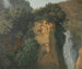 scogli invasi con una cascata in Italia, forse a Tivoli - Hendrik Voogd — vista dell’opera