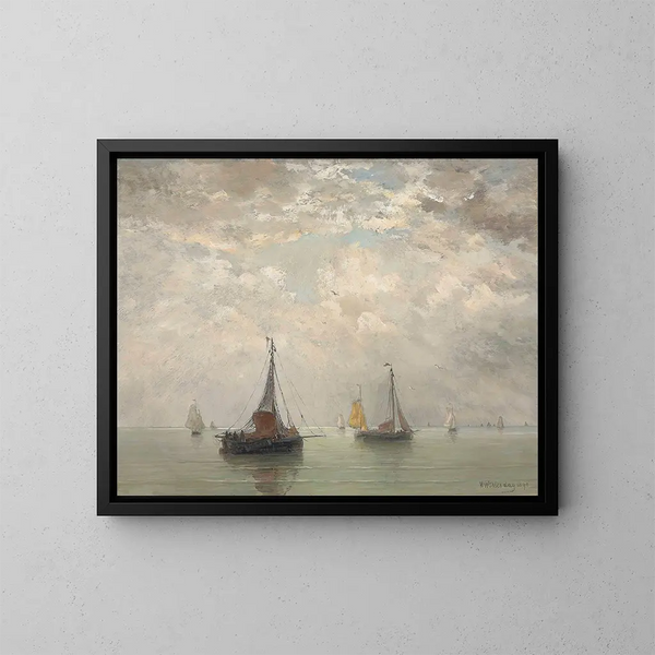 Barges sur les brisants - Hendrik Willem Mesdag — quadro incorniciato alla parete