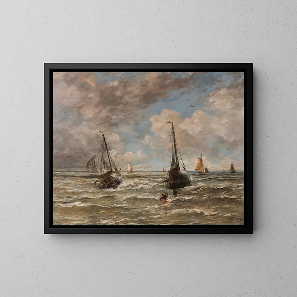 Le moulage de l'ancre - Hendrik Willem Mesdag — quadro incorniciato alla parete