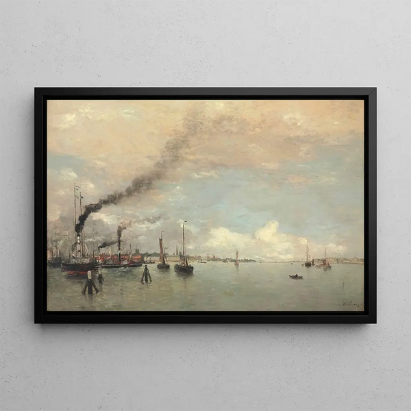 Vista di un porto - Hendrik Willem Mesdag — quadro incorniciato alla parete
