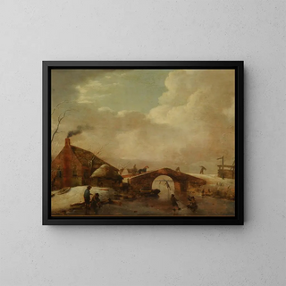 Paesaggio invernale - Hendrik Willem Schweickhardt — quadro incorniciato alla parete