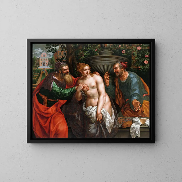 Susanne et les vieillards - Hendrik de Clerck — quadro incorniciato alla parete
