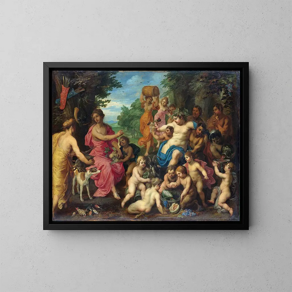 Bacchus e Diana - Hendrik van Balen — quadro incorniciato alla parete